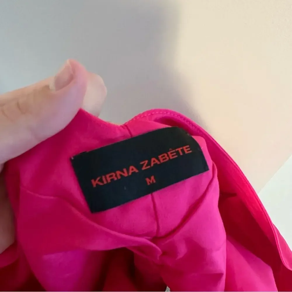 Kirna Zabete Bright Pink Cotton Ruched Top Blouse Medium